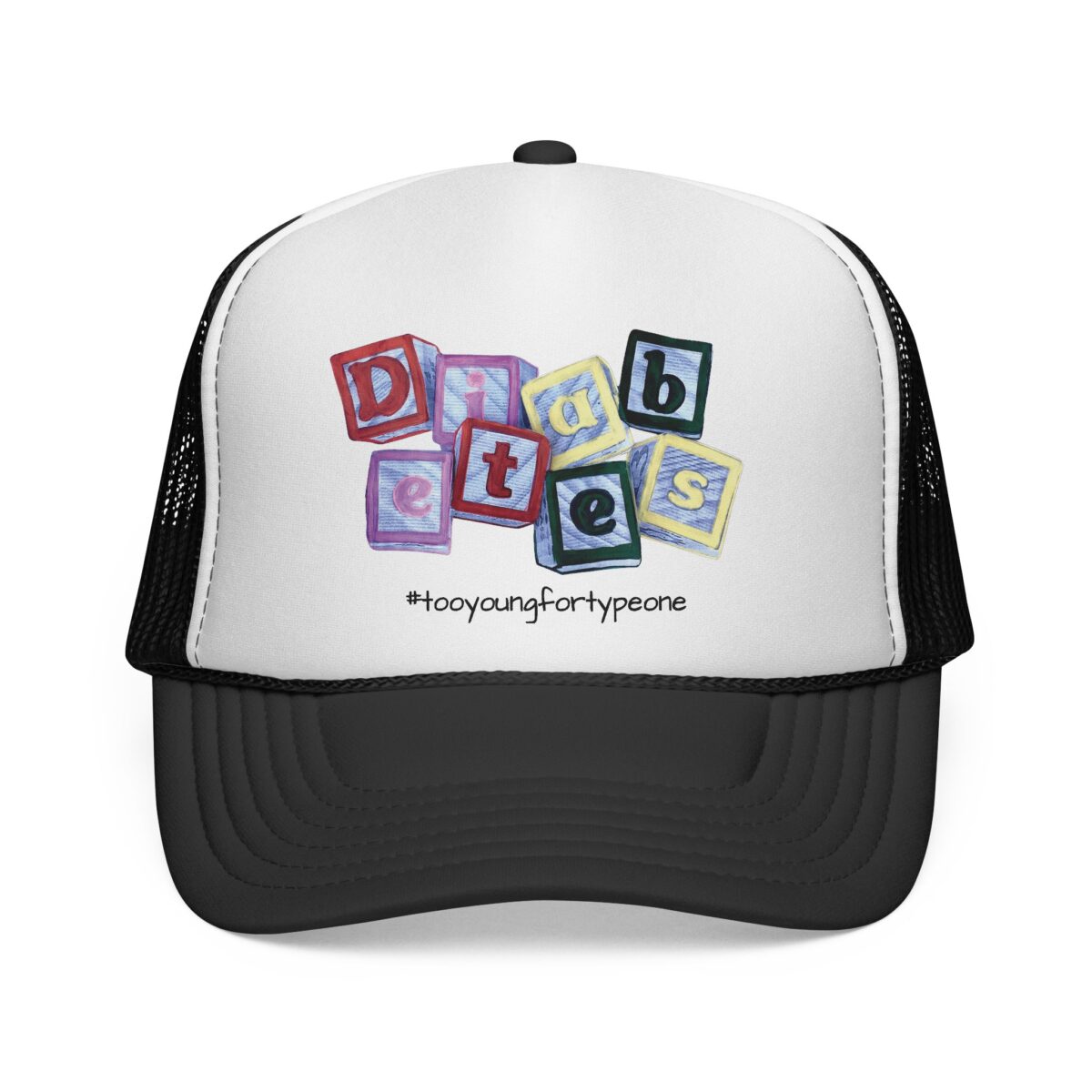 Trucker Hats. Pink/Black/Blue   Diabetes Block Letters.  Men/Women